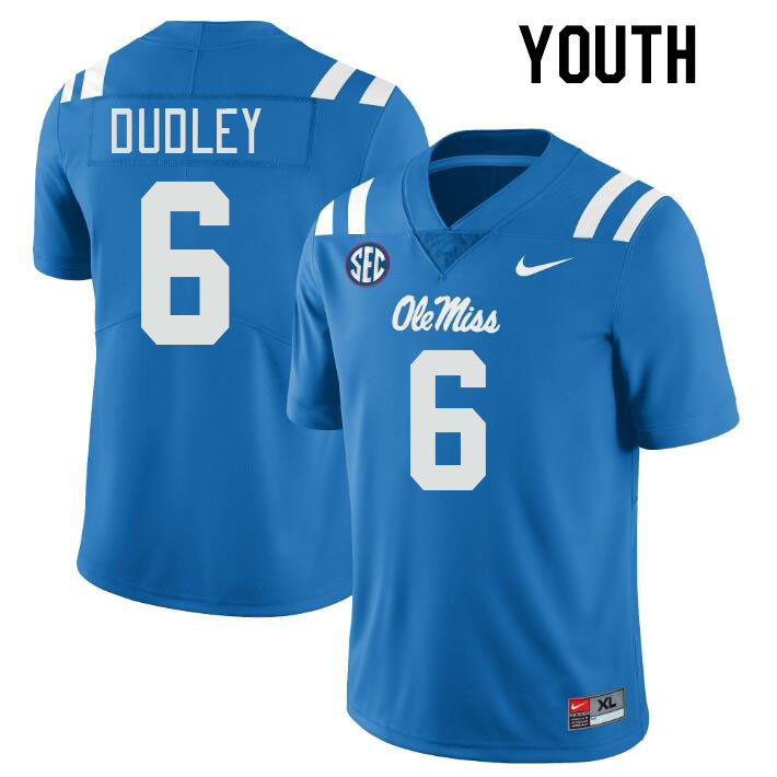 Youth #6 TJ Dudley Ole Miss Rebels College Football Jerseys Stitched-Power Blue